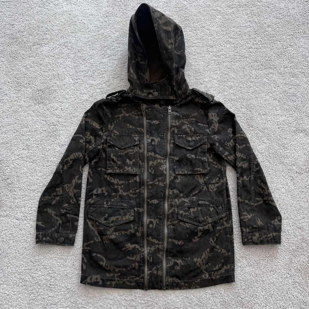 The Kooples Camo Utility Jacket Womens Size XS Removable Hood Pockets